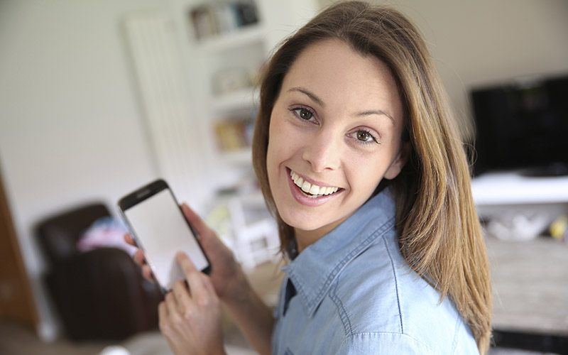 woman with phone